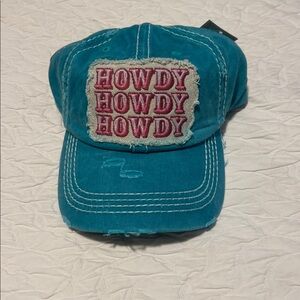 New with tags Teal 'Howdy' Distressed Cap
